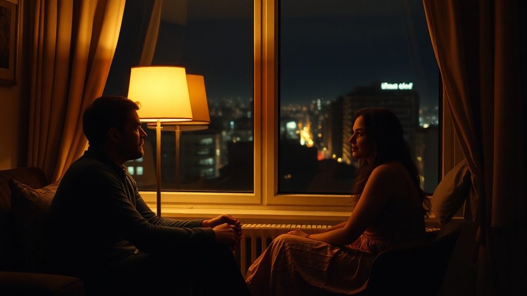 Intimate conversation in apartment